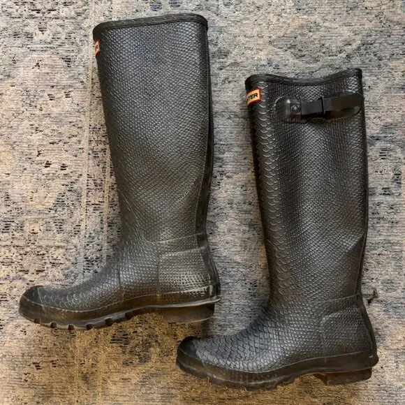 Grey Crocodile / Python Hunter Boots - Picture 2 of 4